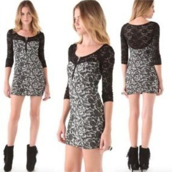 Free People Love You To Pieces Bodycon Damask Brocade Jacquard Dress - Picture 5 of 15